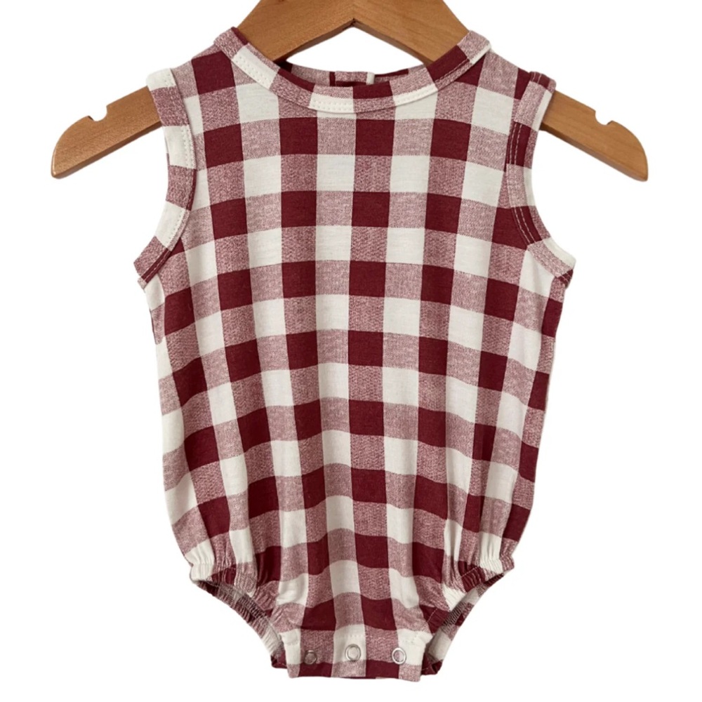Bubble Romper Mulberry Plaid-SpiritLove